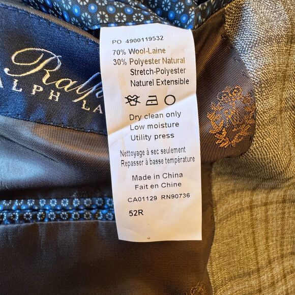 VTG Ralph Ralph Lauren Classic Sport Mens Sz 52R Brown Plaid Wool Blend Blazer - Picture 15 of 16